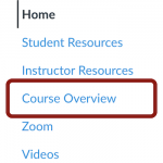 Click Course Overview in the Course Navigation Menu