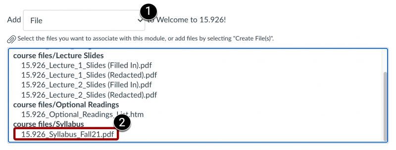 Screenshot of Process for Selecting Syllabus file