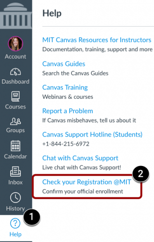 Screenshot of Check your Registration at MIT link 