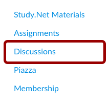 Click on Discussions in the Course Navigation Menu