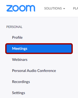 Click on Meetings in Sidebar