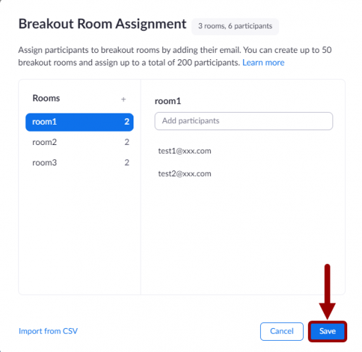 Click Save within Breakout Room Assignment
