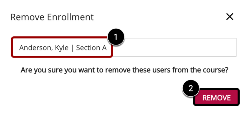 Screenshot of Remove Enrollment Screen