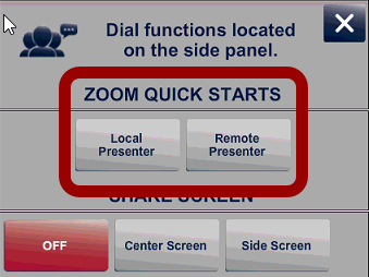 Screenshots of the zoom quickstarts in the conferencing panel