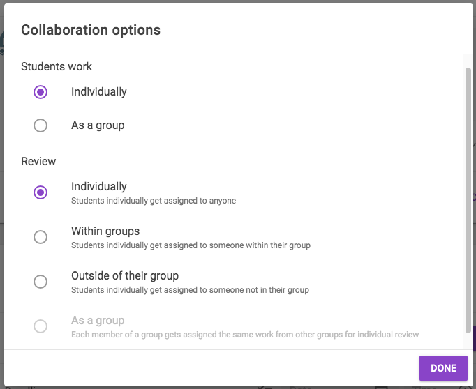 Choose from the Collaborations options