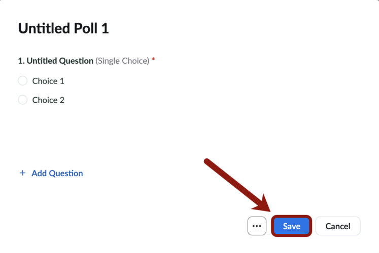 Screenshot of Save button on the Create Poll window