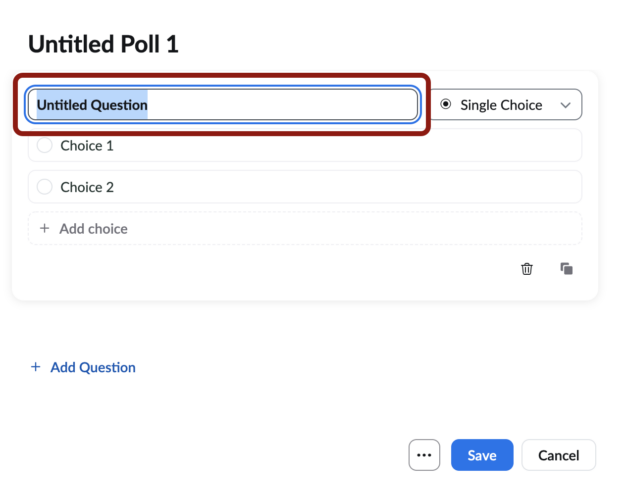 Screenshot of Poll title field on the Create Poll window