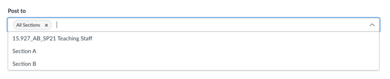 Screenshot of the Post to drop-down menu