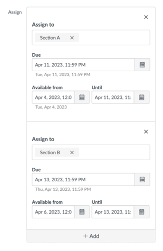 Screenshot of the Assign section