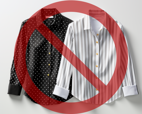 A black-and-white striped shirt and a black-and-white polka-dotted shirt
