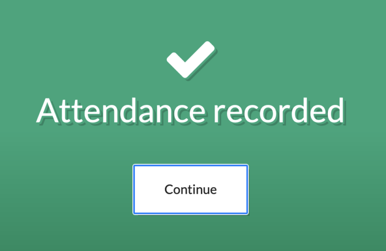 Screenshot of Attendance Recorded message