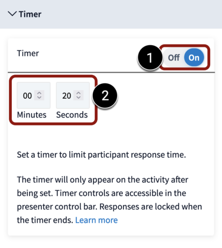Screenshot of Timer settings