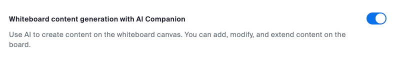 Screenshot of Zoom AI Companion whiteboard feature setting