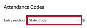 Screenshot of Entry Method drop-down menu