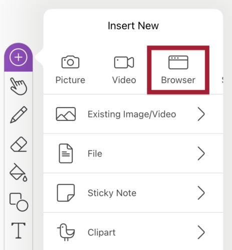 Screenshot of Add Web Browser button