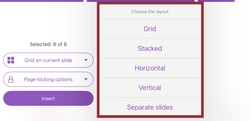 Screenshot of Layout options