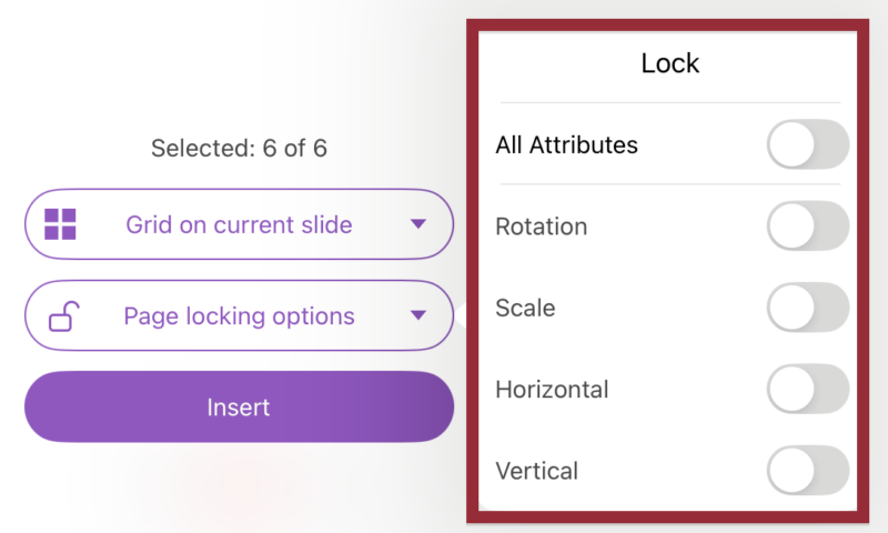 Screenshot of Lock options