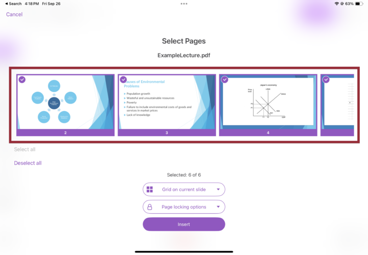 Screenshot of selected pages
