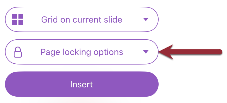 Screenshot of Page locking options button