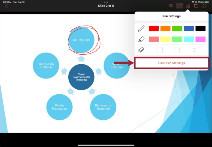 Screenshot of Clear Pen Marking button