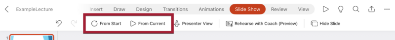 Screenshot of From Start and From Current buttons