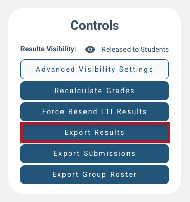 Screenshot of Export Results button