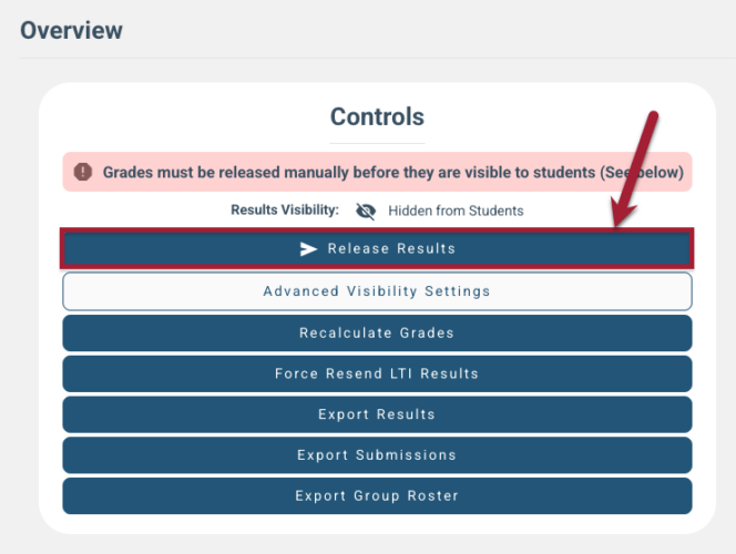 Screenshot of Release Results button