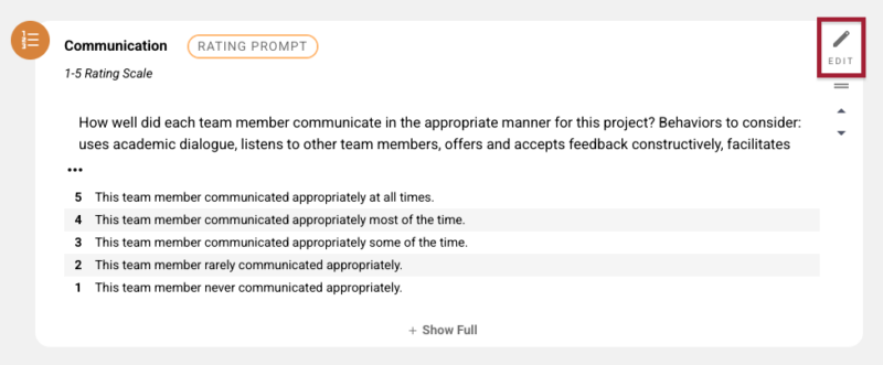 Screenshot of Edit button for a prompt