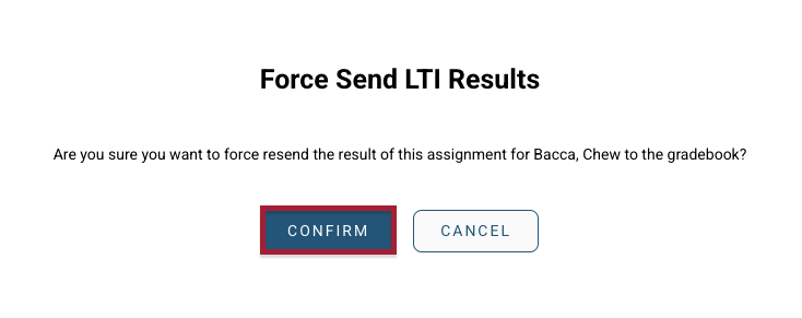 Screenshot of Confirm button
