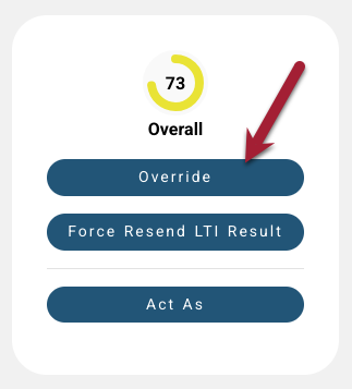 Screenshot of Override button