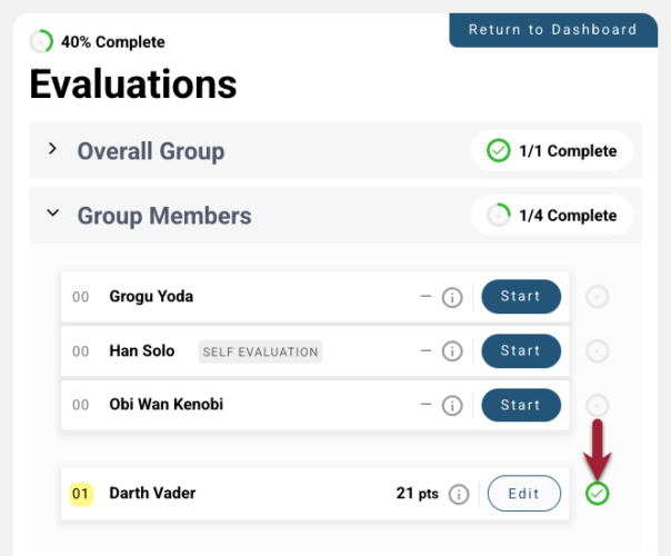 Screenshot of green checkmark