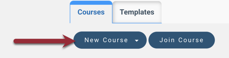 Screenshot of the New Course button