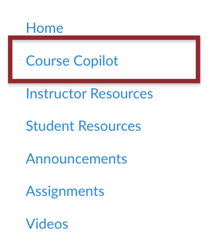 Screenshot of Course Copilot in the Course Navigation Menu