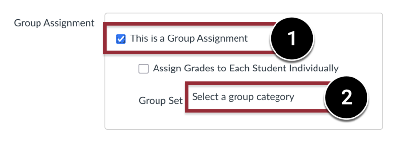 Screenshot of Group Assignment options